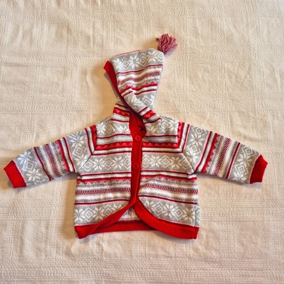 Gymboree Other - Gymboree girls size 3-6 months button up fair isle hooded cardigan VGUC
